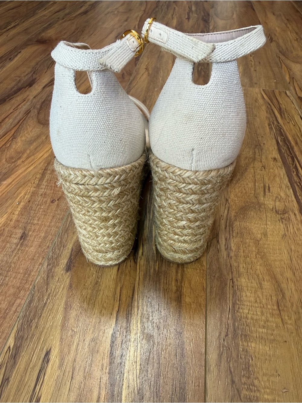 Stuart Weitzman Ivory Espadrille Ankle-Strap Wedges - Picture 5 of 7